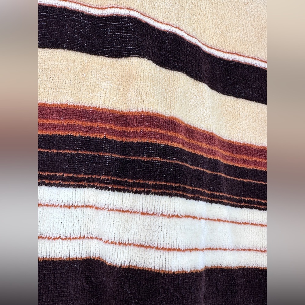 Campus Velour vintage longsleeve stripe polo various shades of brown size Medium - Picture 4 of 8